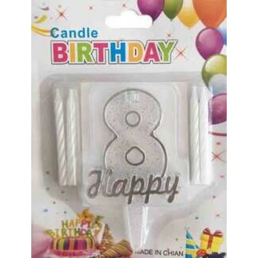 Mum 8 Yaş Happy Yazılı Gümüş -1