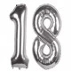 18 Yaş 100 cm Gümüş Folyo Balon Doğum Günü Süsü