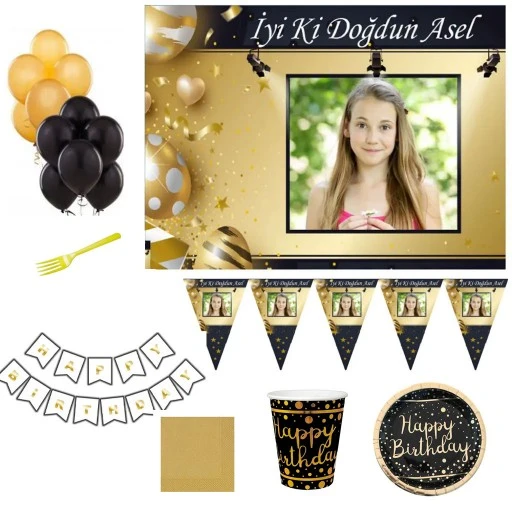 Genç Yetişkin Happy Birthday Doğum Günü Süsleri Afiş Hediyeli Kişiye Özel