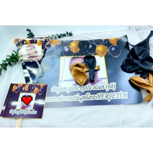 Yetişkin Doğum Günü Süsleri Ve Parti Seti Fotoğraflı Kişiye Özel Hdts224