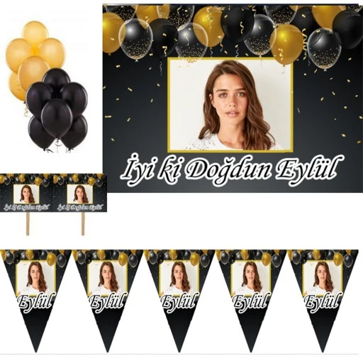 Yetişkin Doğum Günü Süsleri Ve Parti Seti Fotoğraflı Kişiye Özel Hdts224