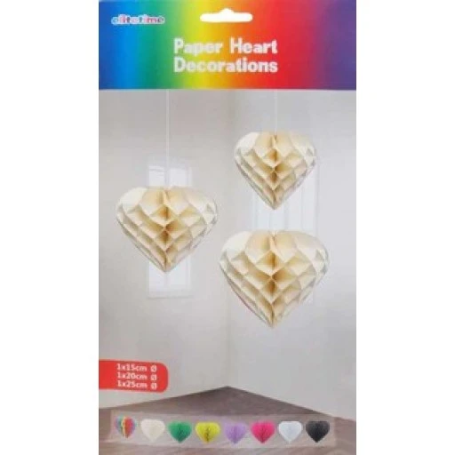 Süs Petek Modeli Kalpli 3 Lü Set Krem 3'li