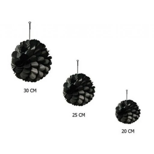 Süs Ponpon Petekli 3lü Set Siyah 3'li
