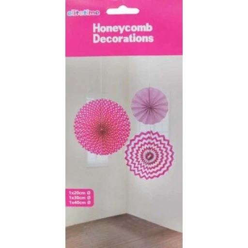 Süs Yelpaze Asmalı 3 Lü Set Fuşya 3'li