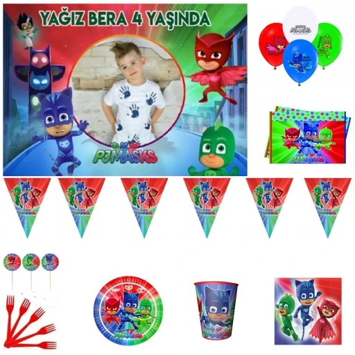 Pijamaske Pijamaskeliler Doğum Günü Parti Seti Pj Masks Süsleme Parti Malzemeleri Hdts107 Afiş Hediyeli