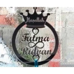 Taçli İsimli Sade Dikiz Aynası Süsü Lazer Kesim Pleksi