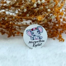 Ahşap Uv Baskılı İsim Etiketi 3x3 İsimlik Yazılı