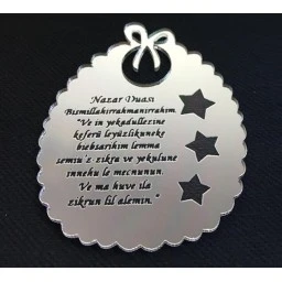 Ayet Nazar Duası Fiyonklu Pleksi Gümüş Şeker Malzemesi