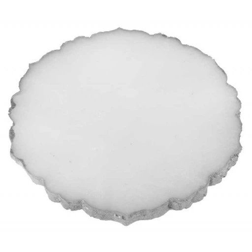 Epoksi Yuvarlak 7 cm Sedef Kenarı Gümüş