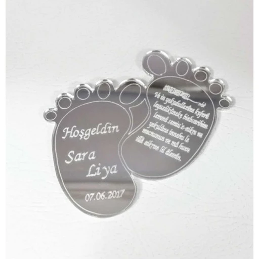 Nazar Dualı Ayak İsimli Pleksi Bebek Şekeri Malzemesi