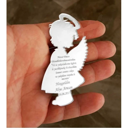 Nazar Dualı Melek Pleksi İsimli Bebek Şekeri Malzemesi