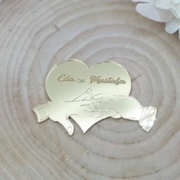 Yüzüklü Kalp Söz Nişan Pleksi Kişiye Özel