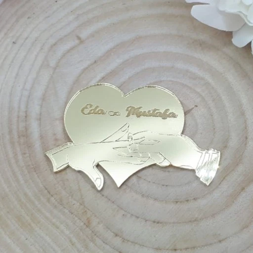 Yüzüklü Kalp Söz Nişan Pleksi Kişiye Özel