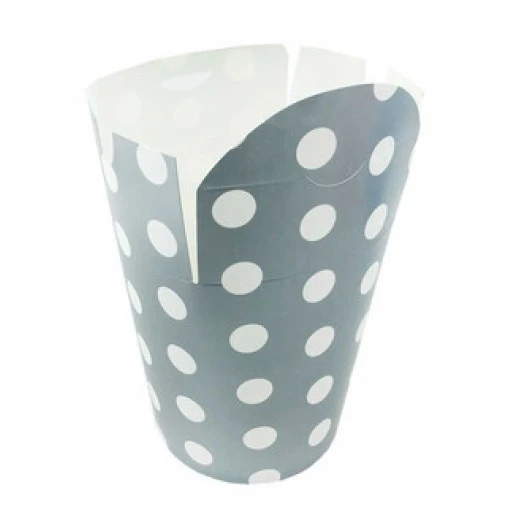 Mısır Kutusu Puantiyeli Elips Kapaklı 10x13cm Gümüş P8