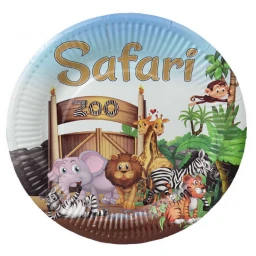 Tabak Karton Safari Zoo 23 cm 8'lı