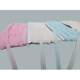 İnci çiftli ipe dizili pembe 4mm p25yard