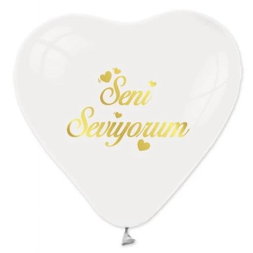 Balon Seni Seviyorum Kalp Beyaz Altın 100'lü