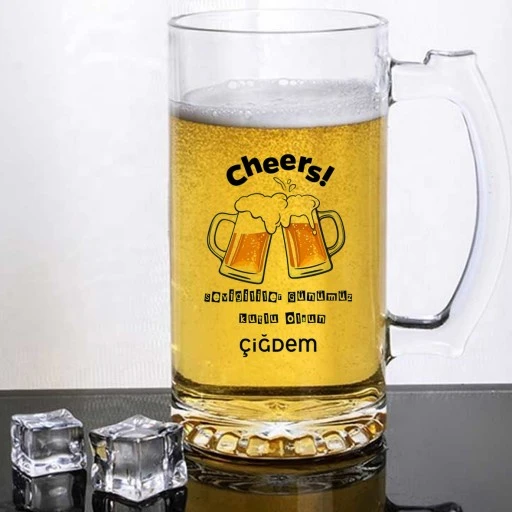 Kişiye Özel Bira Bardağı Baskılı Sevgiliye Hediye