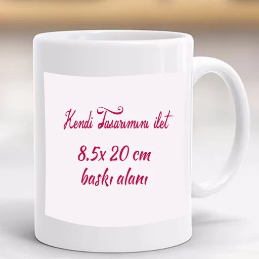 Kendin Tasarla Beyaz Baskılı Kupa Bardak