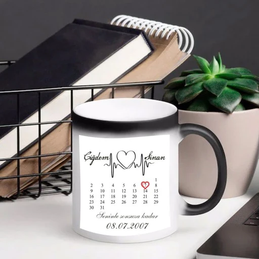 Sevgililer Günü Hediyelik Sihirli Kupa Bardak Takvim Baskılı Hediyelik