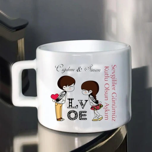 Sevgililer Günü Latte Fincanı (motto Fincan) Baskılı Kişiye Özel