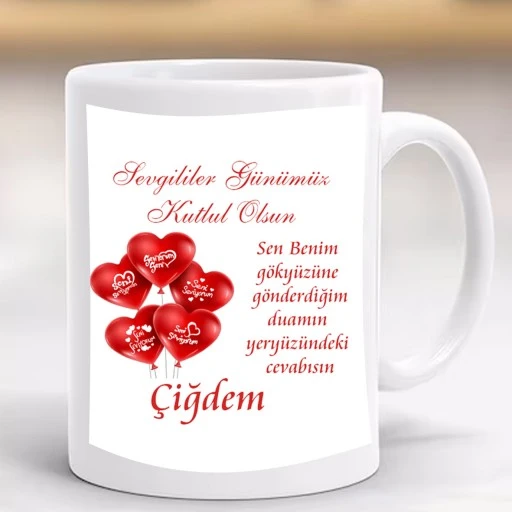 Sevgililer Günü Yazılı Kişiye Özel Baskılı Hediyelik Kupa Bardak