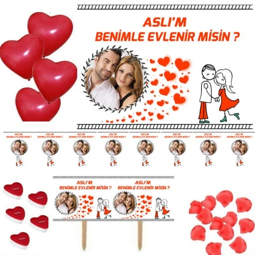 Kişiye Özel Evlilik Teklifi Süsleme Seti Hdts136