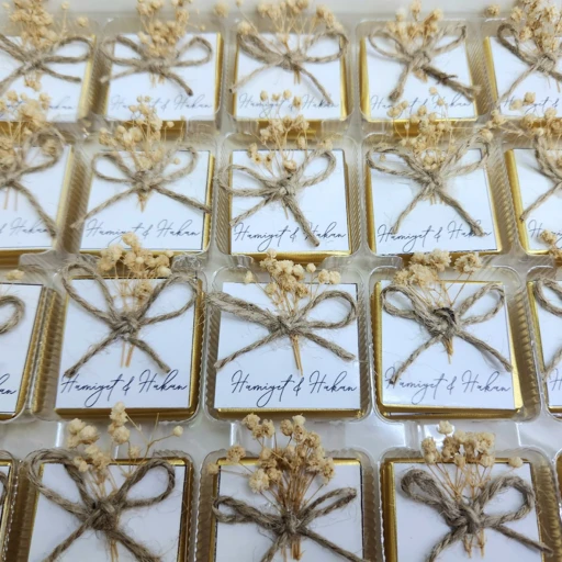 Kız Isteme Çikolatası, Söz Nişan Çikolatası, Bebek Çikolatası 48 Li Dikdörtgen Kutu