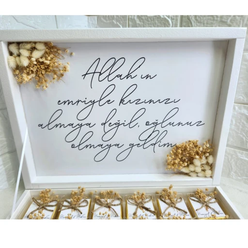 Kız Isteme Çikolatası, Söz Nişan Çikolatası, Bebek Çikolatası 48 Li Dikdörtgen Kutu