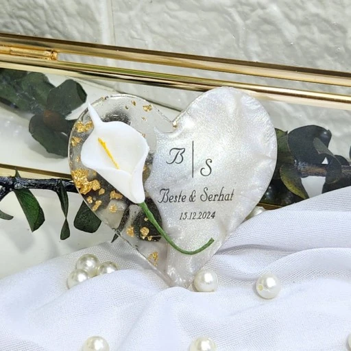 Laleli Epoksi Magnet Buzdolabı Süsü Nişan Nikah Şekeri Hediyelik