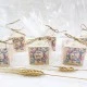 Ahşap Mumluk Bebek Şekeri Kelebek Uv Baskılı Kalp Desen 5x5