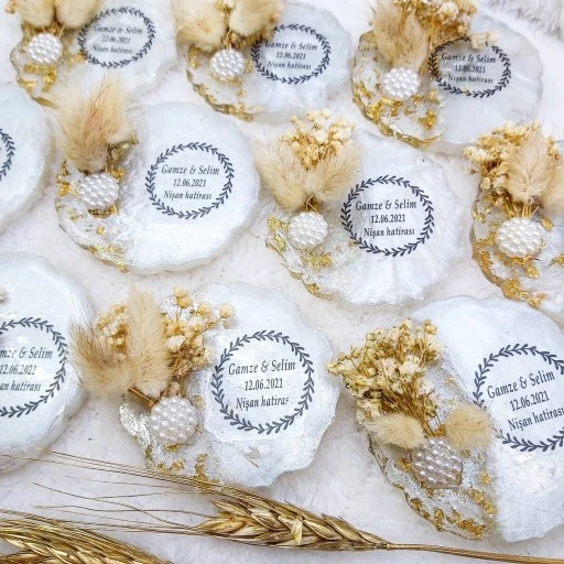Epoksi Magnet Buzdolabı Süsü Nişan Nikah Şekeri Hediyelik