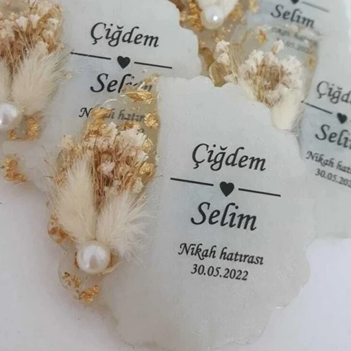 Poşetli Epoksi Magnetı Söz Nişan Nikah Kına Düğün Hediyeliği Kuran Hatırası Sünnet Mevlüt