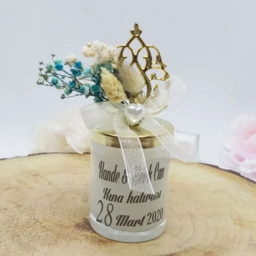 Kuru Çiçekli Sultan Mumluk Nikah Şekeri Söz Nişan Hediyesi