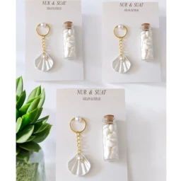 20 Adet İstiridye anaht. & şişeli Kartlı Söz Nişan Nikah Kına Hediyelik