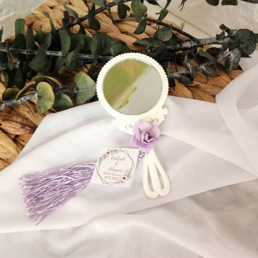 Plastik Ayna Yuvarlak Figürlü 20 Adet Nikah Hediyesi