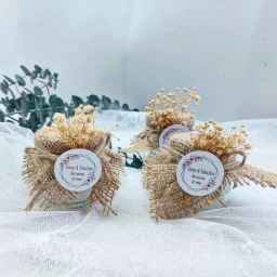 40 Cc Balkavanozu İçi Mumlu Kuru Çiçek Süslü Hasır Detaylı Nikah Şekeri, Söz Nişan Hediyesi