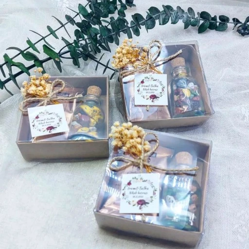 Kahve Ve Şişe İçinde Çakıl Taşı Çikolata Kutulu Söz Nişan Hediye En Güzel Modeller