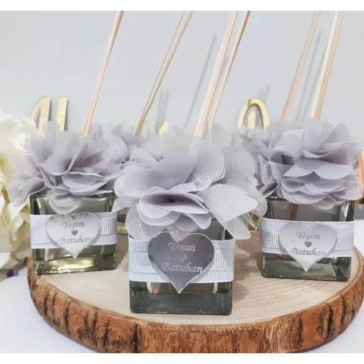 20 Adet 50 Cc Cam Şişe Bambulu Oda Kokusu Nikah Şekeri