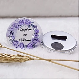 Söz Hediyeliği Buton Açacak Magnet  Sarı Çiçekliı Uv Baskılı