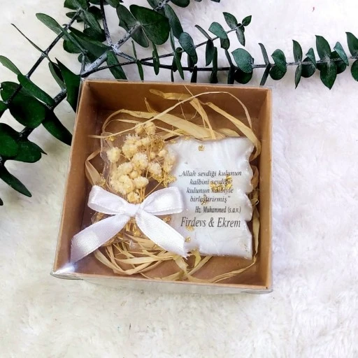 Dikdörtgen Epoksi Mahnet Nikah Şekeri Kutulu