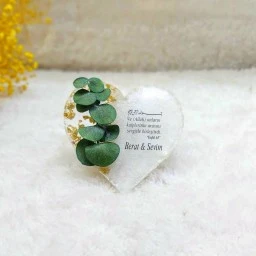 Okalipsüs Çiçekli Epoksi Kalp Söz Nişan Hediyelik Nikah Şekeri