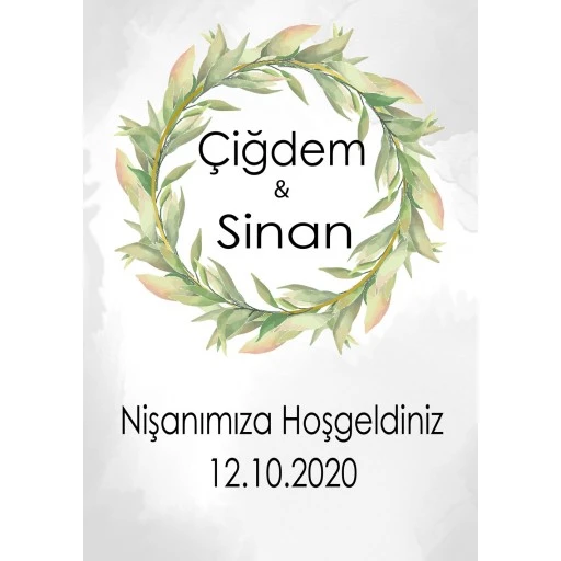 Söz Nişan Afiş,karşılama Panosu Branda Kişiye Özel Sn139 Masa Arkası Yeşil Çiçekli