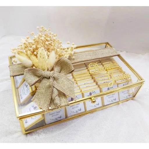 Nişan Çikolatası 100 Adet Madlen Cam Kutuda İsteme Çikolatası