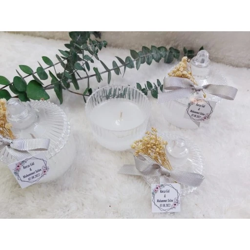 Şekerlik Kutu Akrilik Şeffaf İçi Mum Şöz Nişan Nikah Hediyelik