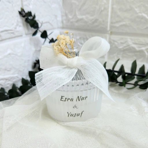 Şekerlik Kutu Akrilik Şeffaf İçi Mum Şöz Nişan Nikah Hediyelik