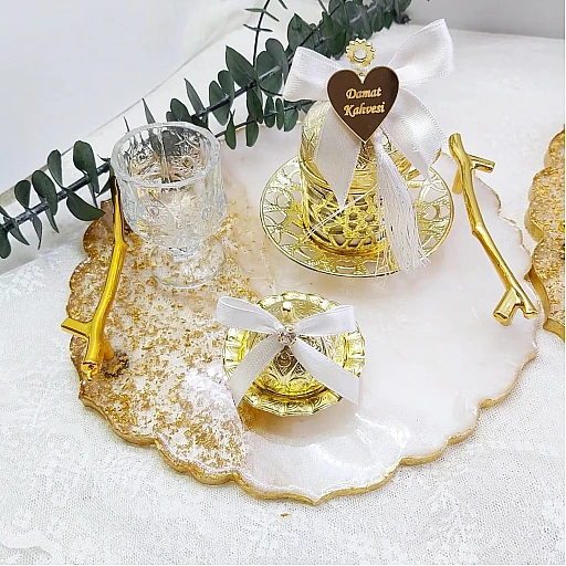 Epoksi Nişan Tepsisi Altın