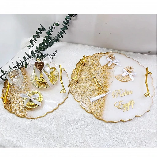 Epoksi Nişan Tepsisi Altın