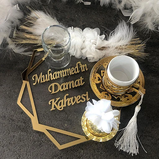 Şeffaf Pleksi Üzeri Kişiye Özel Damat Kahve Takımı