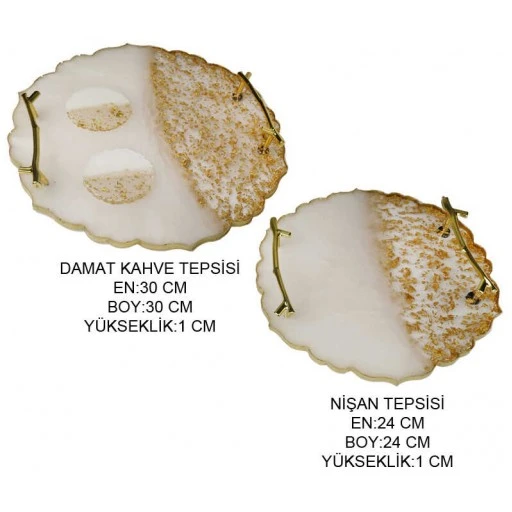 Tepsi Damat Kahvesi Ve Nişan İçin Set Epoksi 2'li